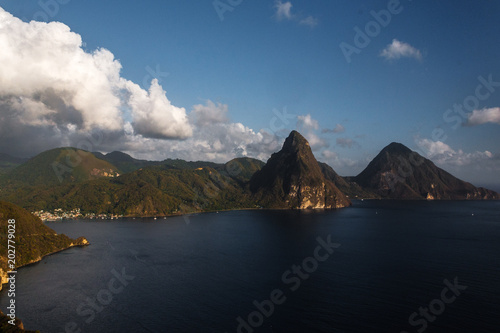 Aerial View of Petit and Gros Piton