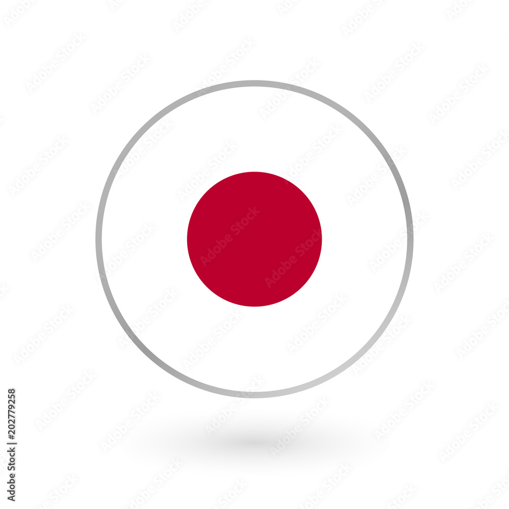 Japan flag icon isolated on white background. Japanese round badge. Vector illustration. Japan flag icon isolated on white background. Japanese round badge. Vector illustration.