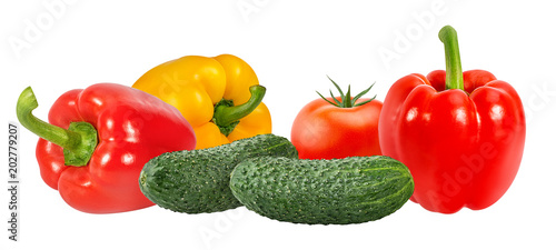Fresh vegetable isolated on white background with clipping path collage