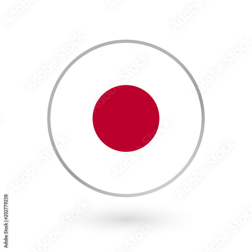 Japan flag icon isolated on white background. Japanese round badge. Vector illustration. 