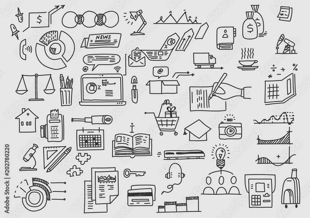 Business doodles office development investment analytics finance. Business doodles office development investment analytics finance.
