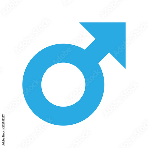 Male sex symbol vector icon in flat style. Men gender illustration on white isolated background. Boy masculine business concept.