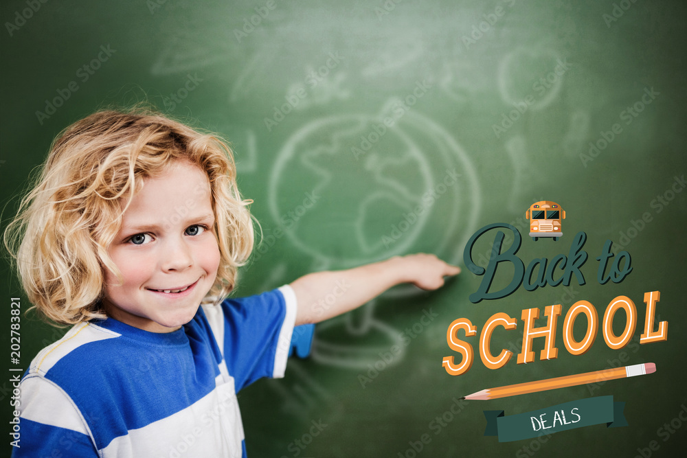 back to school against cute pupil pointing back to school against cute pupil pointing