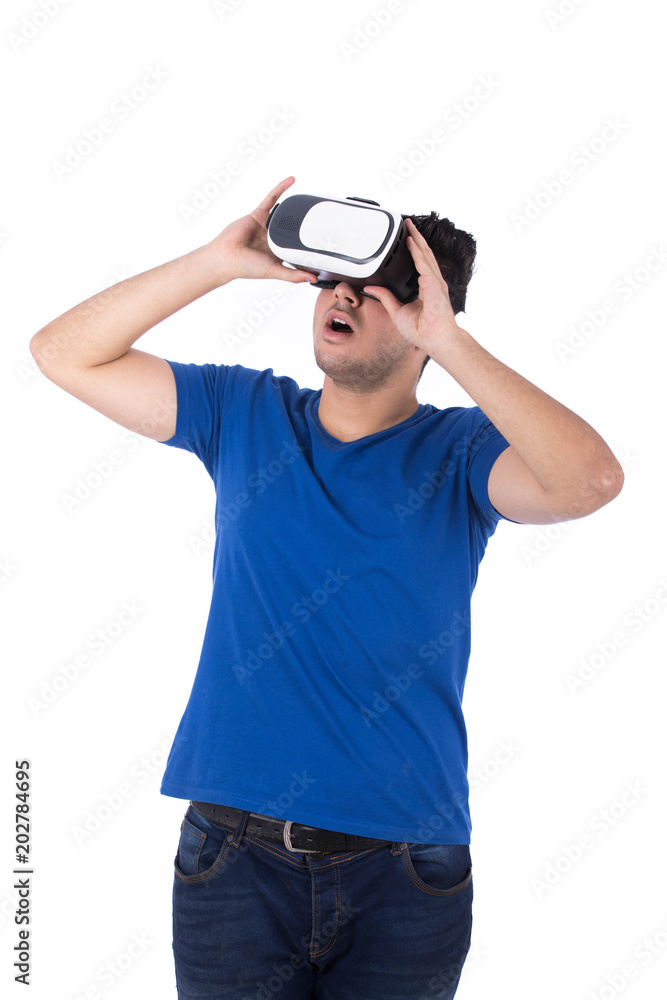VR glasses player looking up VR glasses player looking up