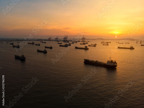 Cargo container ship import and export  goods  around container yard port concept freight shipping ship. © Yellow Boat