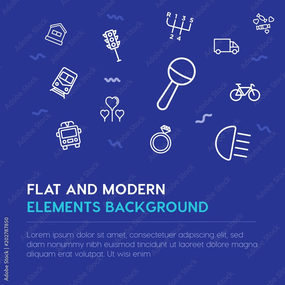 Φωτογραφία transports, valentine, kids and toys outline vector icons and elements background concept on blue background