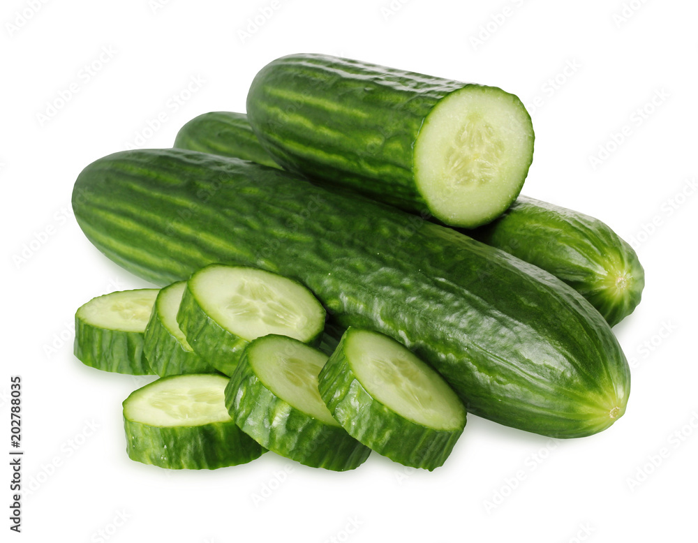 Smooth cucumbers isolated on white background. Smooth cucumbers isolated on white background.