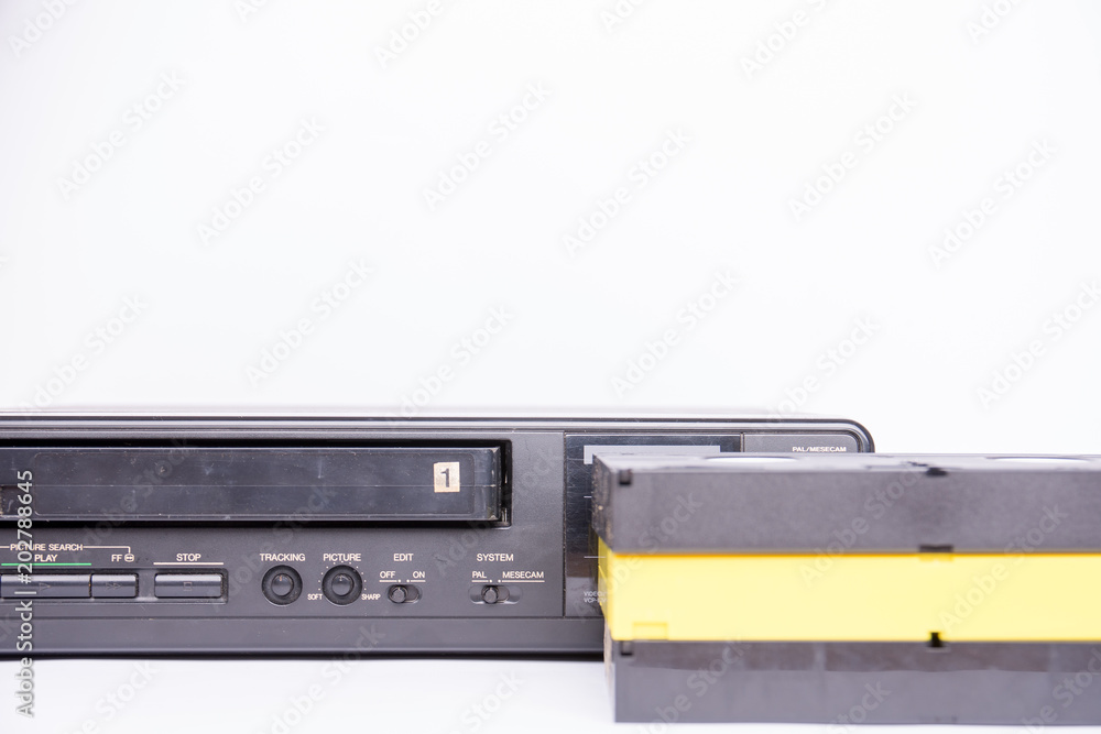 Old vhs set isolated on white background Old vhs set isolated on white background