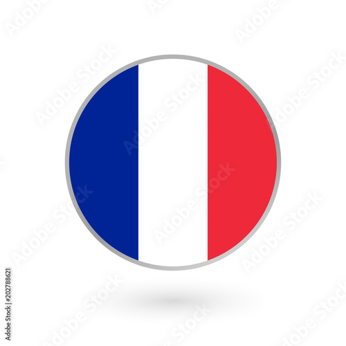 France flag icon isolated on white background. French round badge. Vector illustration. 