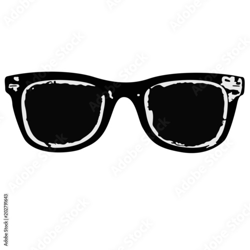 Black sunglasses with white paint around the lenses. photo