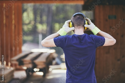 Man working in sawmill