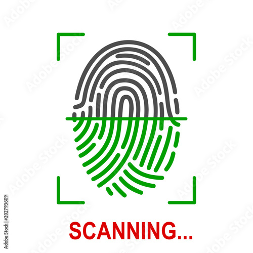Fingerprint scanning icon for apps with security unlock – stock vector