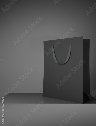 Empty black shopping bag