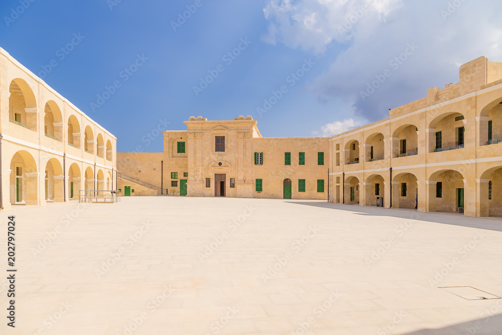 Valletta, Malta. Inner courtyard at St. Elmo Fort