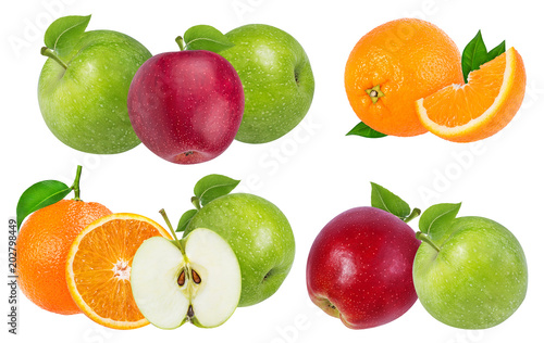 apple  and orange isolated on white background