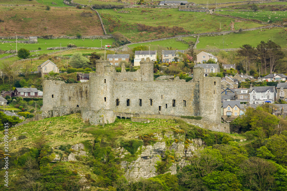 Harlech Castle in West Wales UK built in 1289 by Edward the First of England after his invasion of Wales it is now classified as a world heritage site