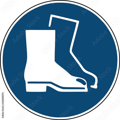 Schuhe, Fußschutz Schild - Gebotsschild Baustelle