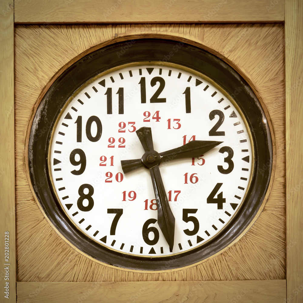 The dial of the old clock close up