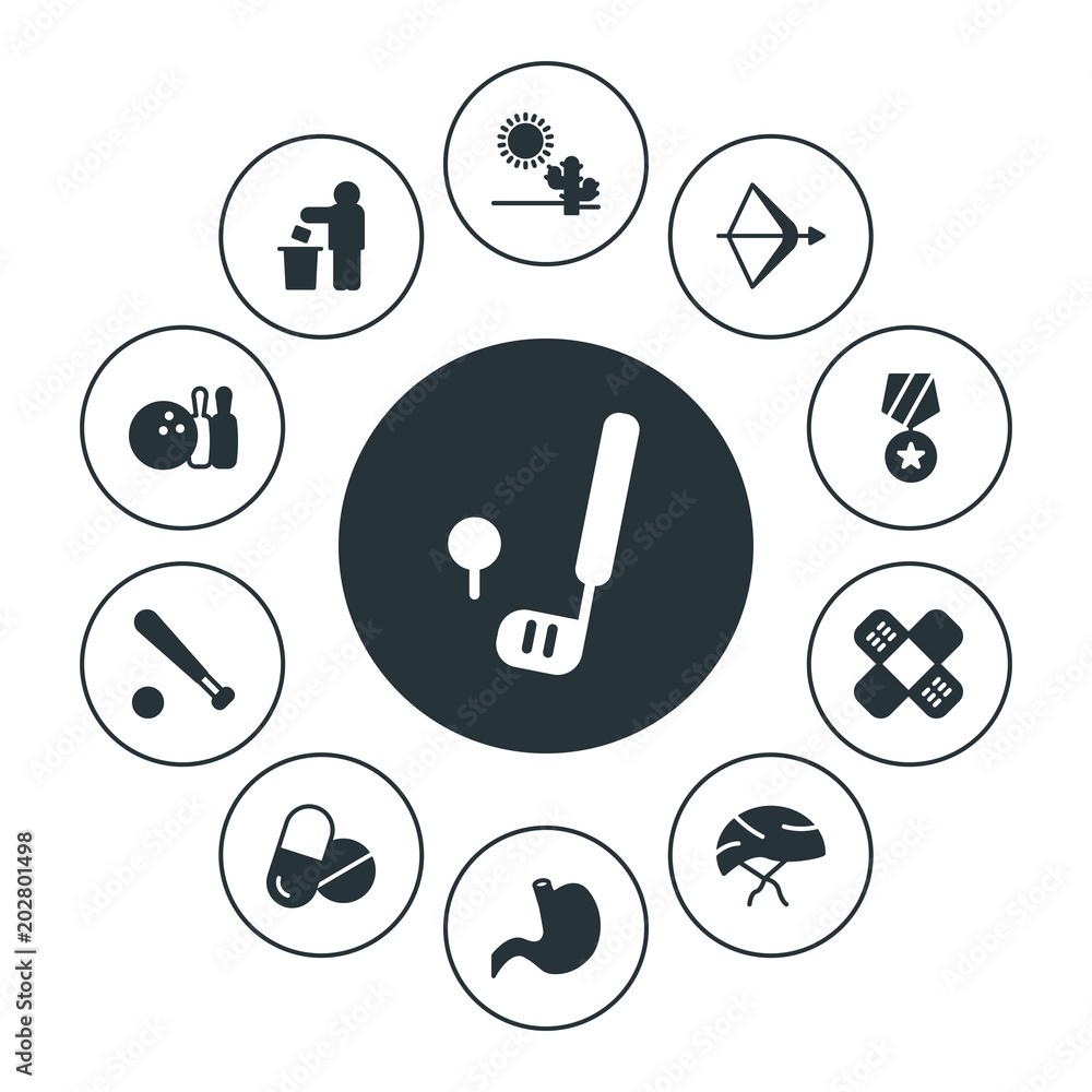 Φωτογραφία health, sports, nature Infographic Circle fill Icons Set