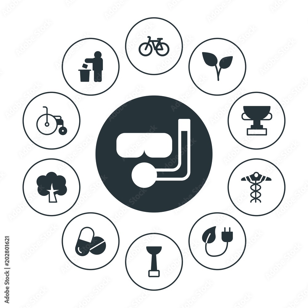 Φωτογραφία health, sports, nature Infographic Circle fill Icons Set