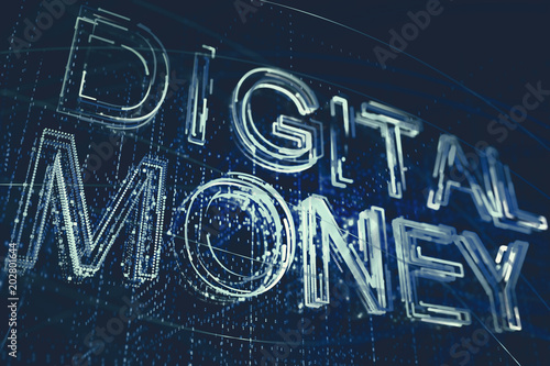 Glowing digital money background