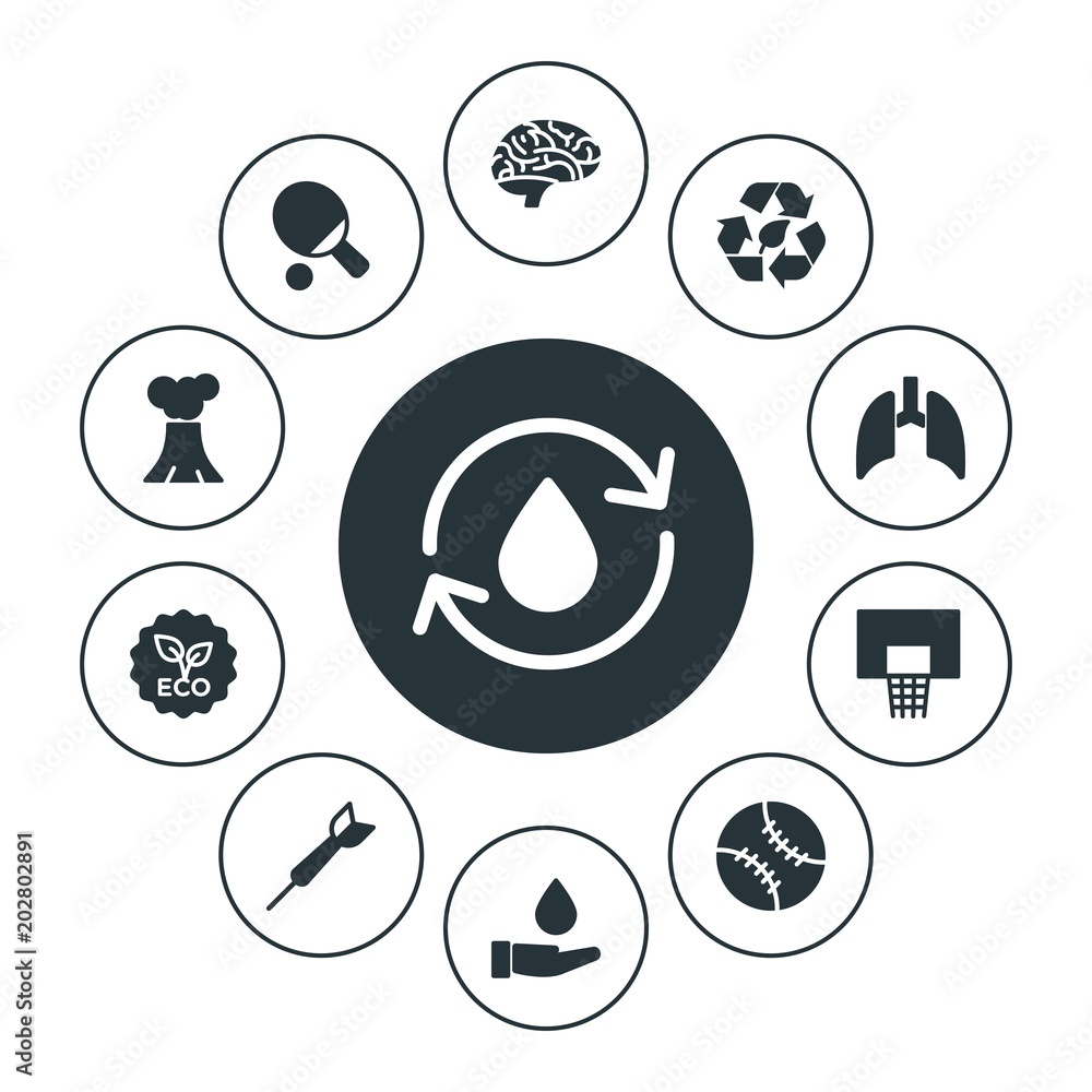 health, sports, nature Infographic Circle fill Icons Set. Contains such Icons as  eco, brain,  save, recycle,  league,  natural,  health,  tennis,  clean, human and more. Fully Editable. Pixel Perfect - obrazy, fototapety, plakaty 