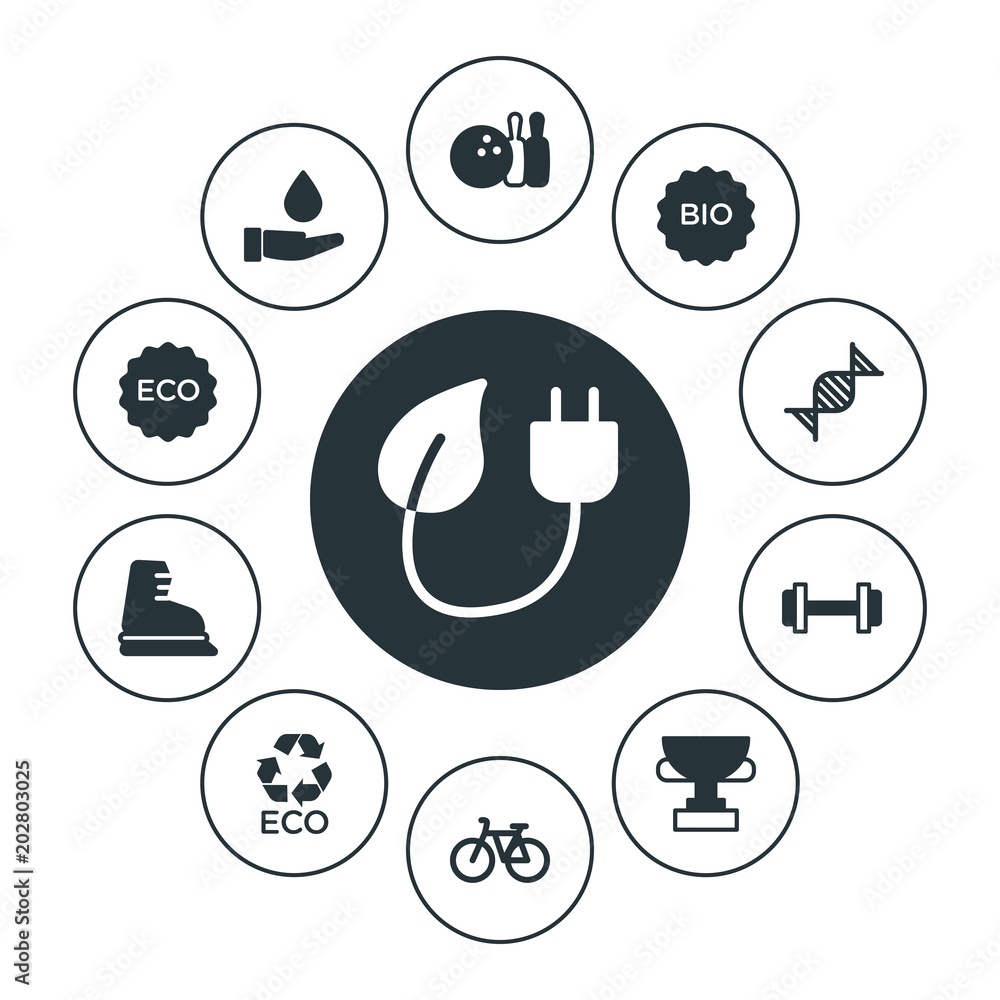 Φωτογραφία health, sports, nature Infographic Circle fill Icons Set