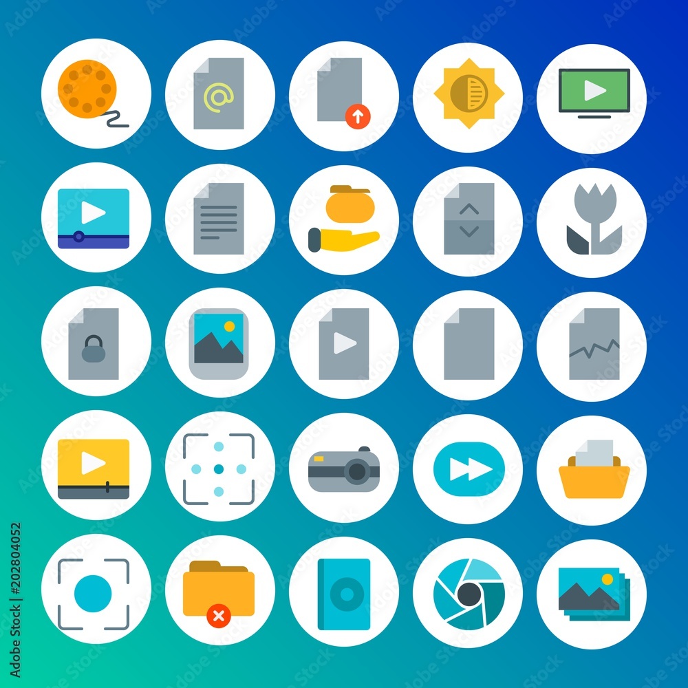 Fotografie Modern Simple Set of folder, video, photos, files Vector flat Icons