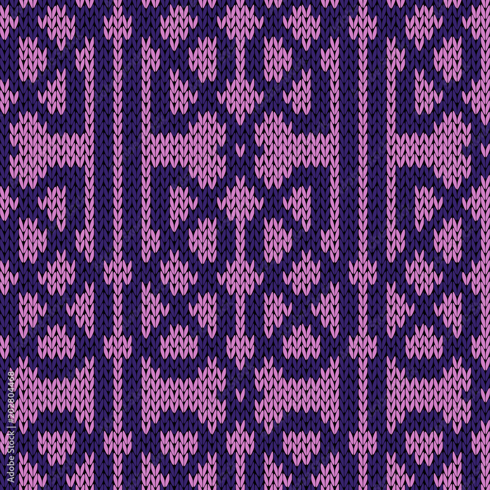 Seamless knitting pattern in violet and magenta colors