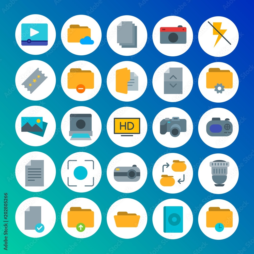 Modern Simple Set of folder, video, photos, files Vector flat Icons. Contains such Icons as internet, film, time, folder, dvd, pocket and more on gradient background. Fully Editable. Pixel Perfect Modern Simple Set of folder, video, photos, files Vector flat Icons. Contains such Icons as internet, film, time, folder, dvd, pocket and more on gradient background. Fully Editable. Pixel Perfect