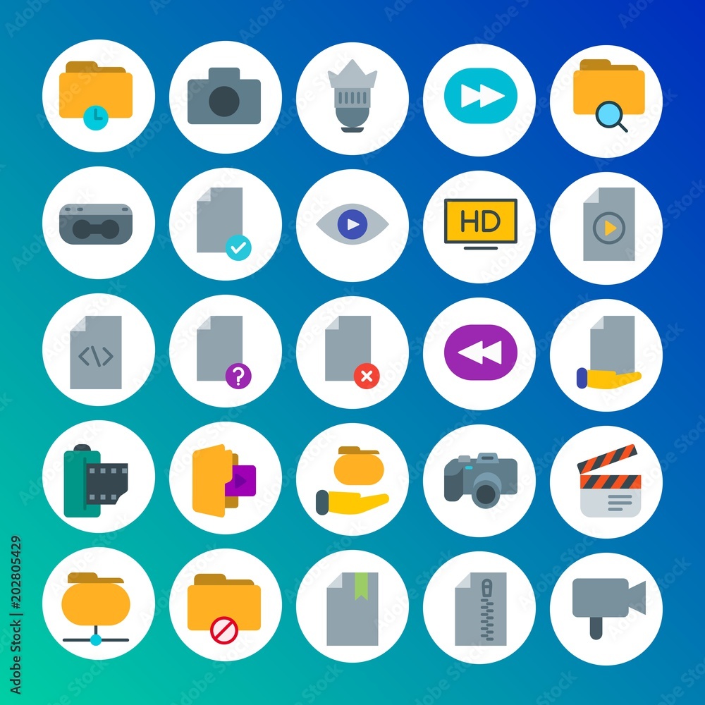 Modern Simple Set of folder, video, photos, files Vector flat Icons. Contains such Icons as information, camera, movie, production and more on gradient background. Fully Editable. Pixel Perfect Modern Simple Set of folder, video, photos, files Vector flat Icons. Contains such Icons as information, camera, movie, production and more on gradient background. Fully Editable. Pixel Perfect