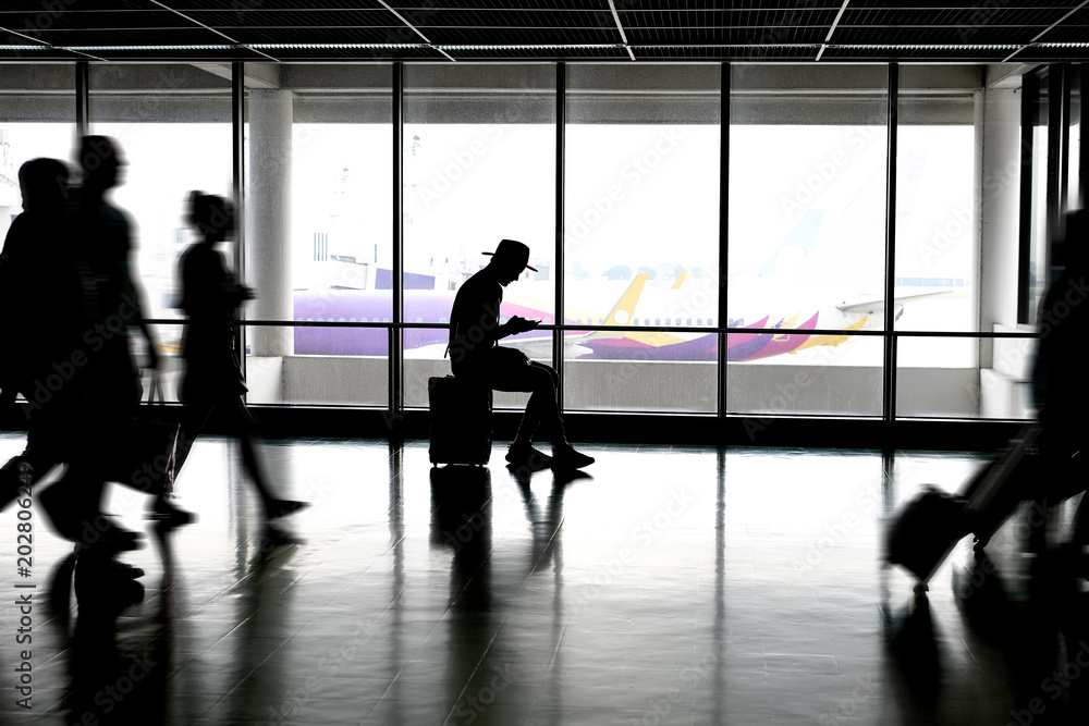 Fototapeta premium Passengers inside airport