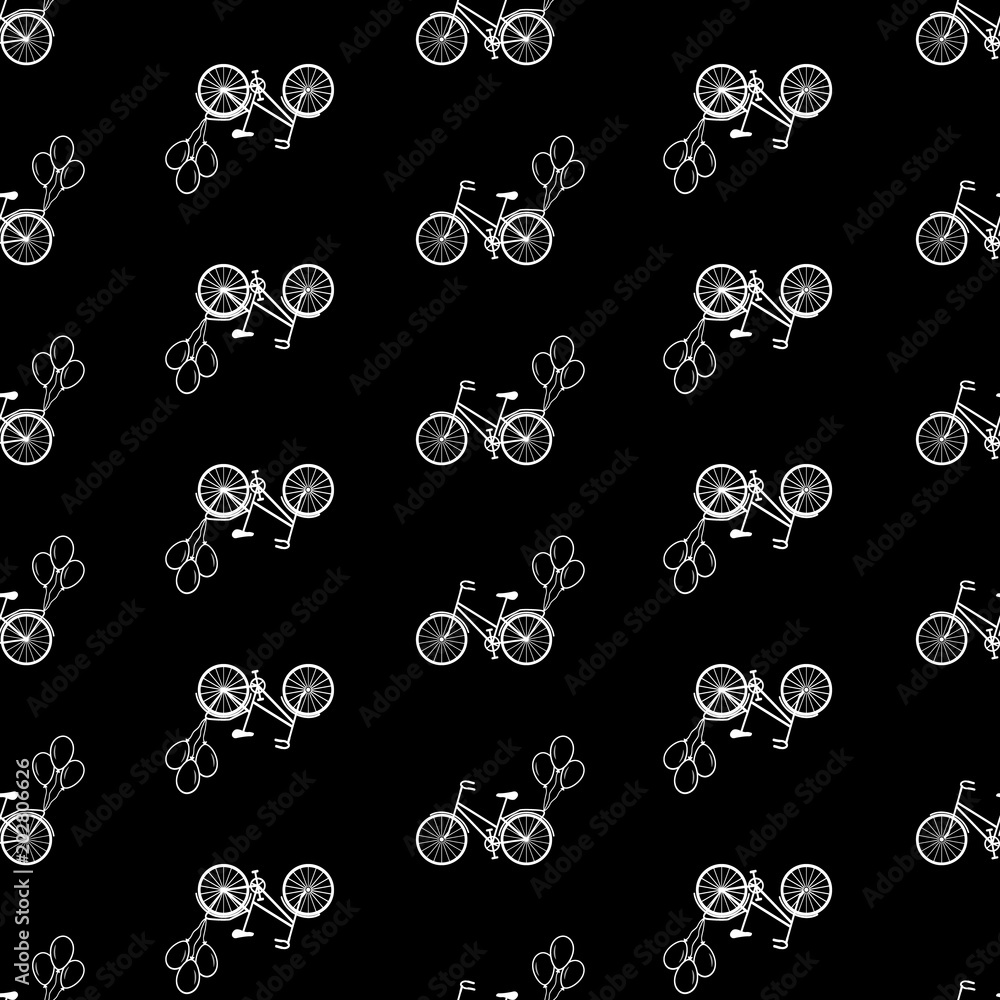 Bicycle seamless pattern on black background for textile, fabric, wrapping paper Bicycle seamless pattern on black background for textile, fabric, wrapping paper