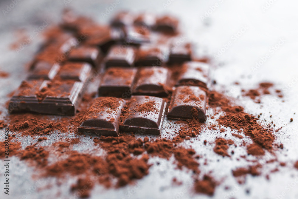 Dark chocolate with cocoa porwder Dark chocolate with cocoa porwder