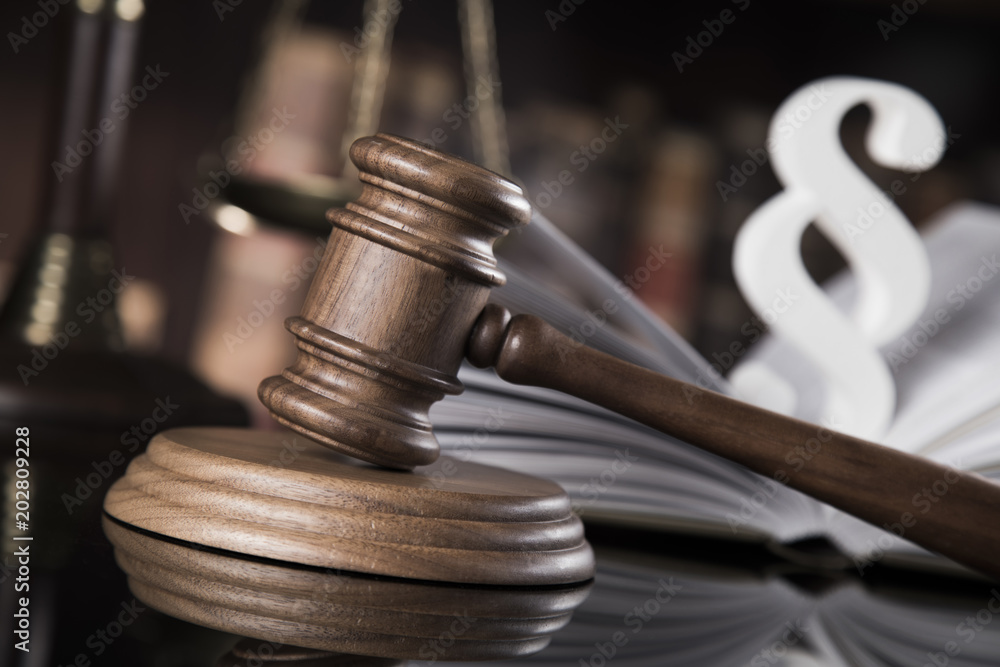 Wooden gavel barrister, justice concept, paragraph Wooden gavel barrister, justice concept, paragraph