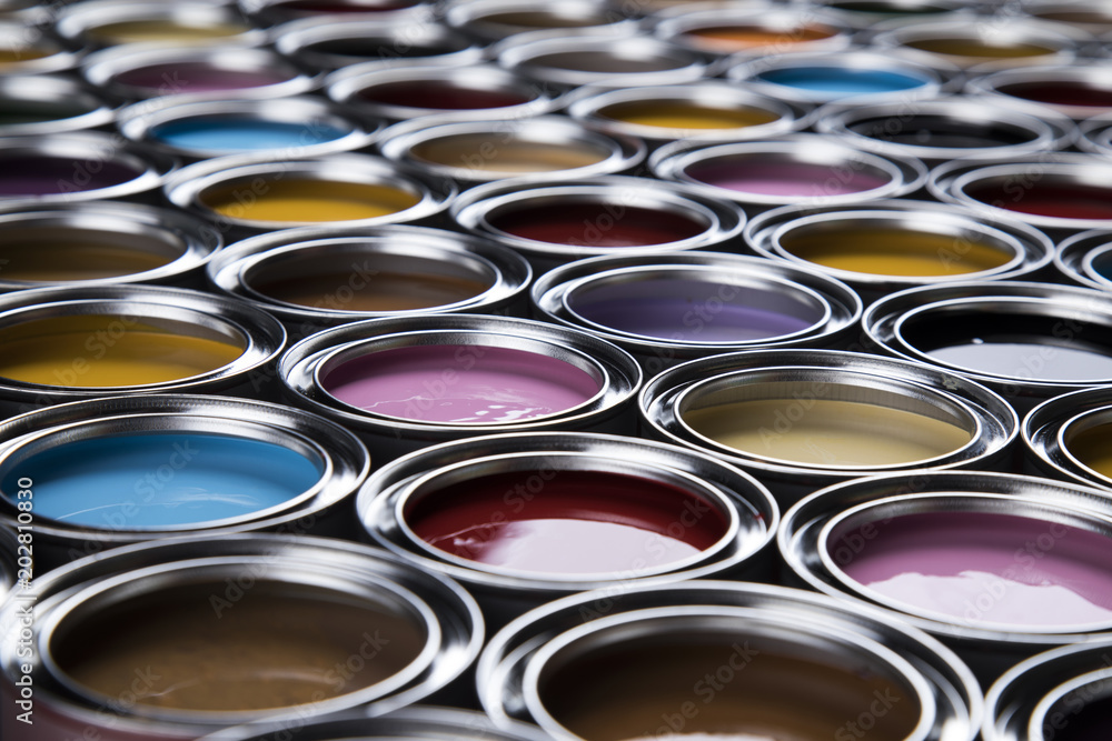 Background from multi color cans of paint Background from multi color cans of paint