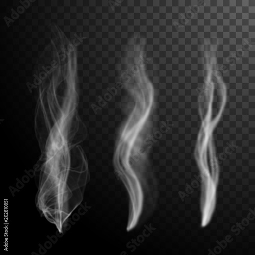 Set of white smoke background. Smoke isolated transparent special effect. Vector illustration.