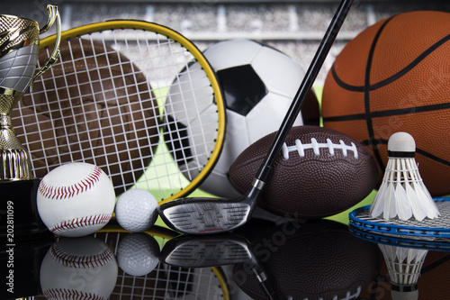 Group of sports equipment