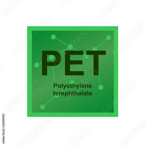 Vector symbol of Polyethylene terephthalate (PET) polymer on the background from connected macromolecules