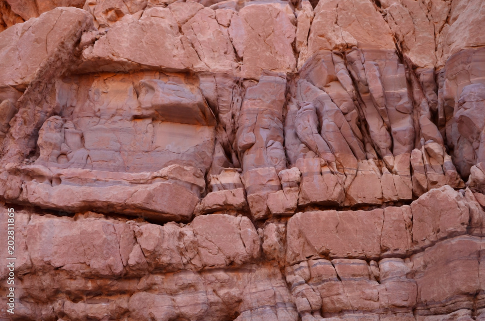 Naklejka premium texture of the sandstone of the Red Canyon in the desert of southern Eilat in Israel