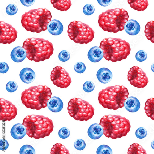 Raspberries and blueberries sumless pattern