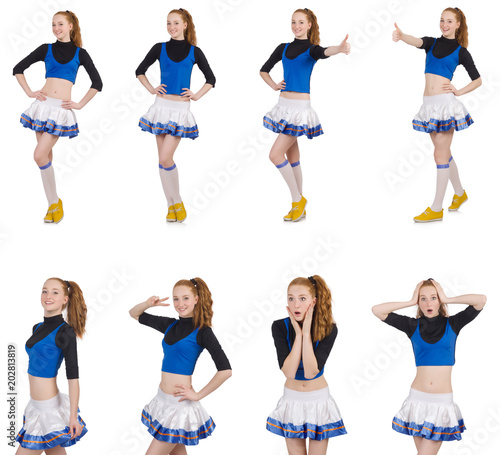 Cheerleader isolated on the white background