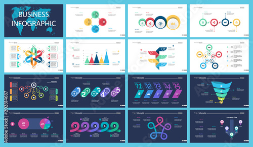 Black and white finance or research concept infographic charts