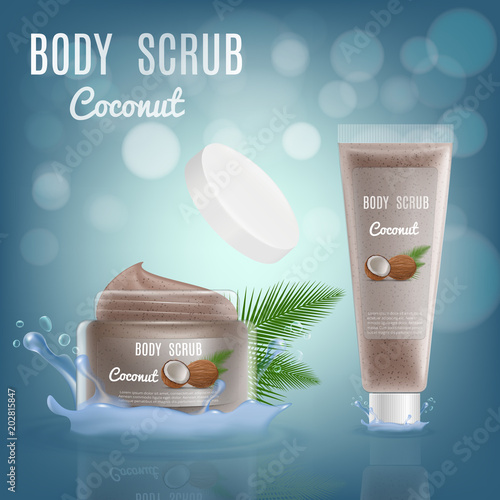 3d Realistic Coffee Body Scrub Cosmetic Package