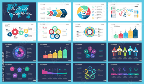 Colorful marketing or statistics concept infographic charts set