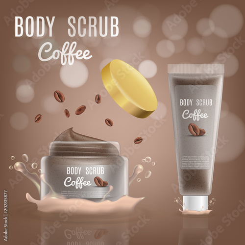3d Realistic Coffee Body Scrub Cosmetic Package