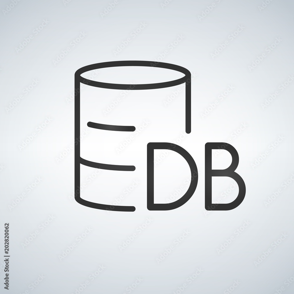 Linear Database, Server Isolated Flat Web Mobile Icon with DB word. Vector Illustration isolated on modern background. Linear Database, Server Isolated Flat Web Mobile Icon with DB word. Vector Illustration isolated on modern background.