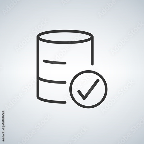 Linear Database, Server Isolated Flat Web Mobile Icon with checkmark. Vector Illustration isolated on modern background. photo