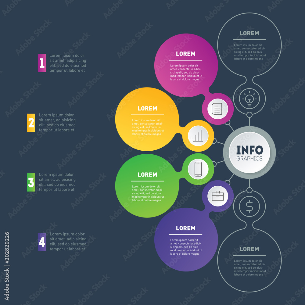 Business presentation or infographic with 4 options. Vector dynamic infographics or mind map of technology or education process. Web Template of a chart, mindmap or diagram. Business presentation or infographic with 4 options. Vector dynamic infographics or mind map of technology or education process. Web Template of a chart, mindmap or diagram.