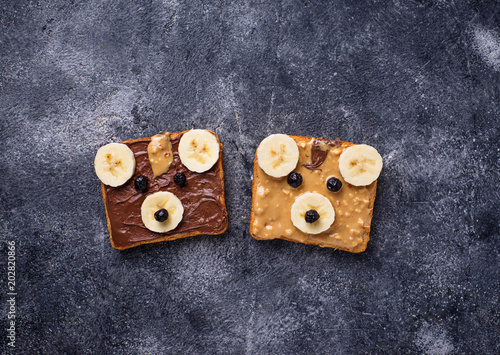 Sandwiches with peanut butter in shape of bear